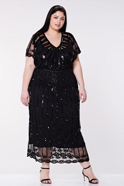 Gatsby Style Maxi Dress in Black