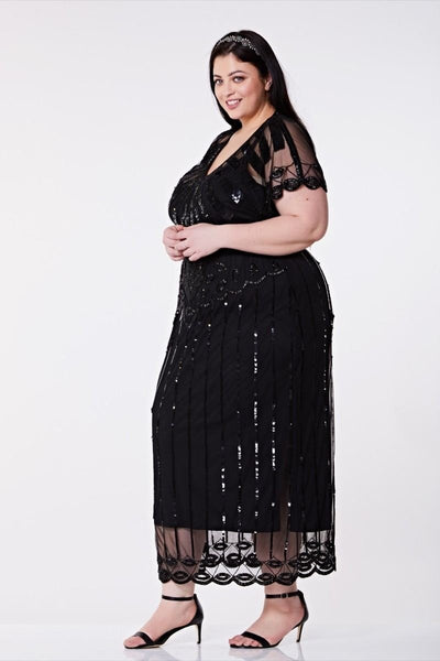 Gatsby Style Maxi Dress in Black