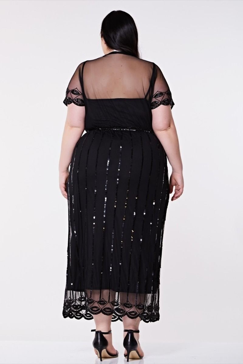 Gatsby Style Maxi Dress in Black