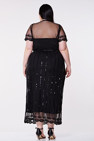 Gatsby Style Maxi Dress in Black