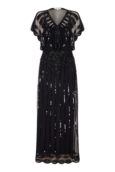 Gatsby Style Maxi Dress in Black
