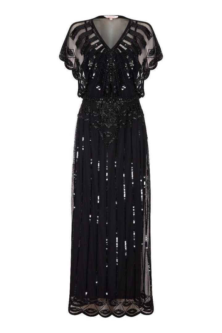 green emerald velvet dress Margot Plus Size 1920s Gatsby Dress in Black & Gold – Flapper Boutique main image 1