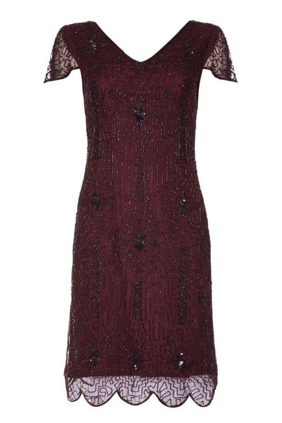 1920 Style Beaded Dress in Plum