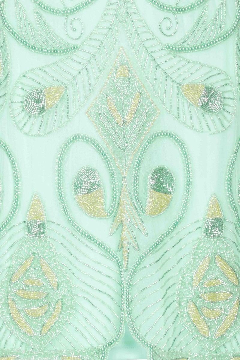 Emma Flapper Style Peacock Dress in Mint by Gatsby Lady XL / Mintcream