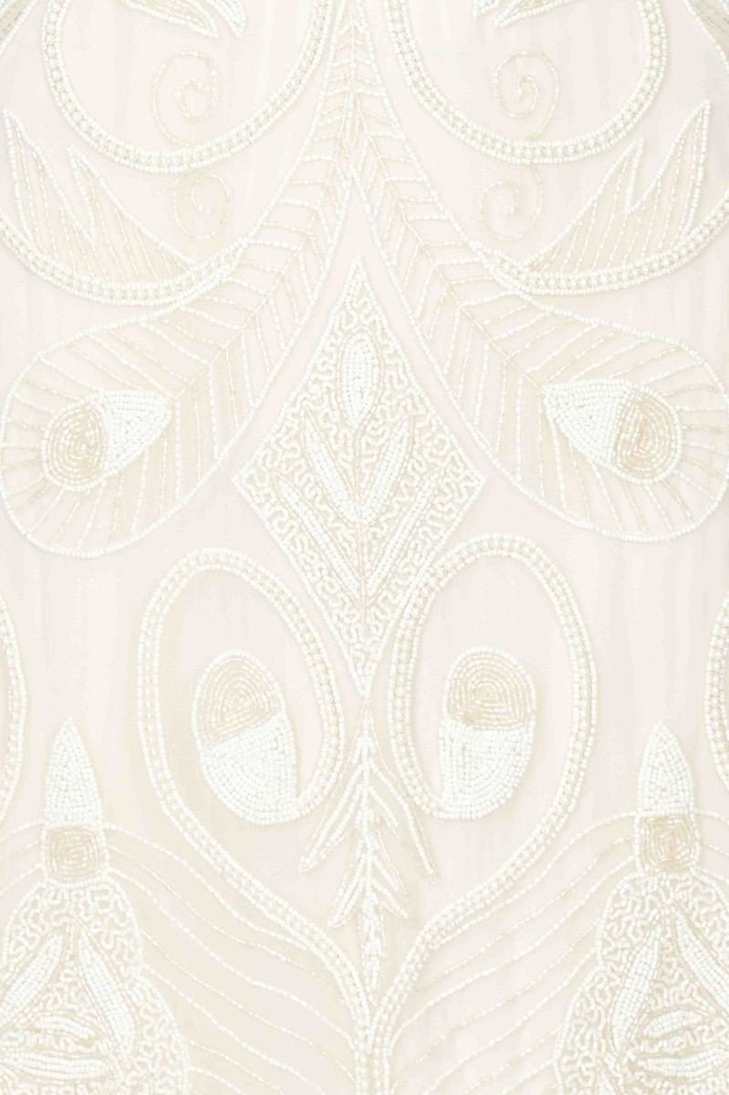 Emma Flapper Style Peacock Dress in Cream