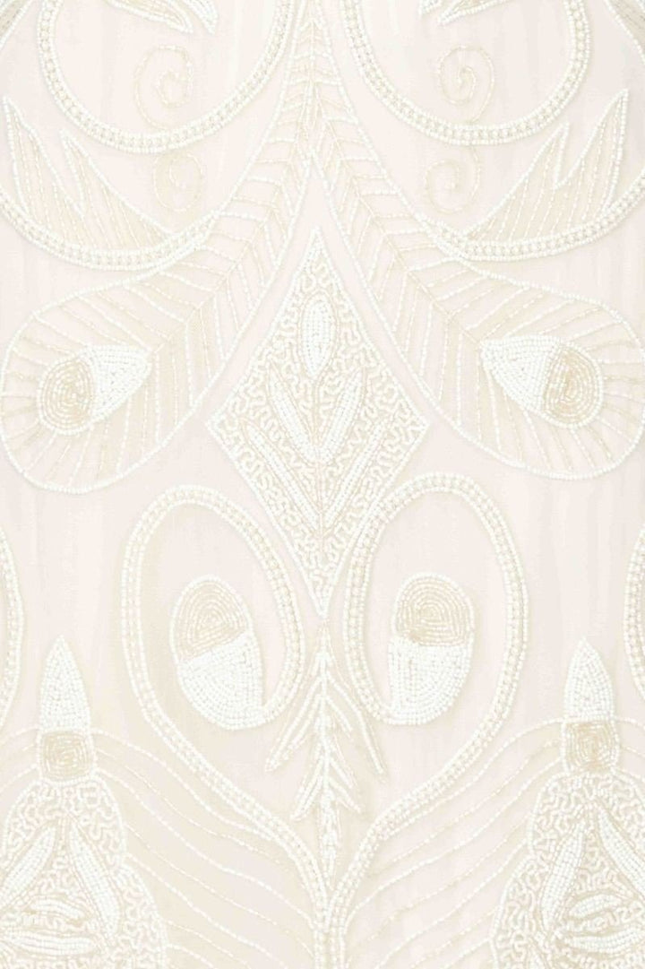 Emma Flapper Style Peacock Dress in Cream