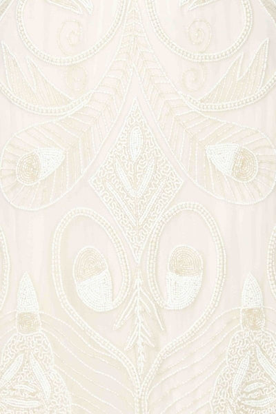 Emma Flapper Style Peacock Dress in Cream by Gatsby Lady