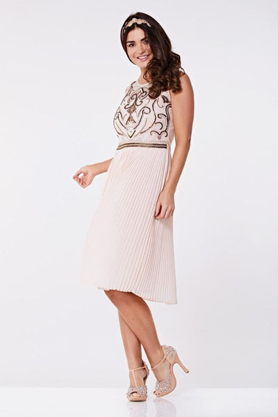 1920s Flapper Dress in Nude Blush
