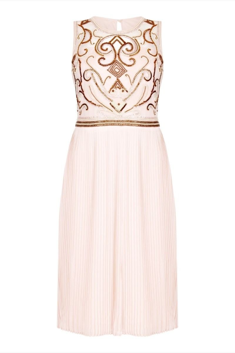 1920s Flapper Dress in Nude Blush