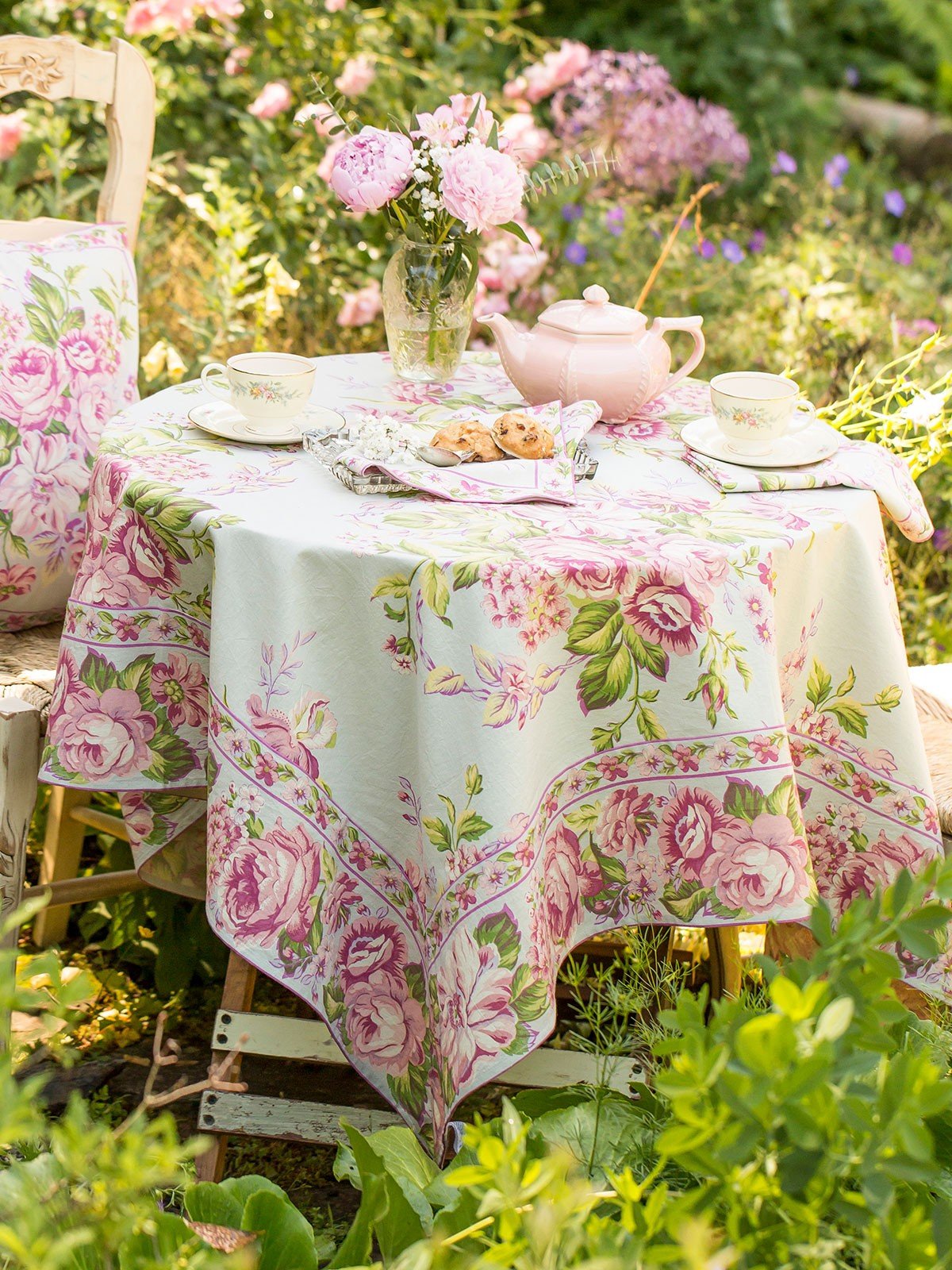 Strawberry Shortcake Tablecloth in Sage by April Cornell