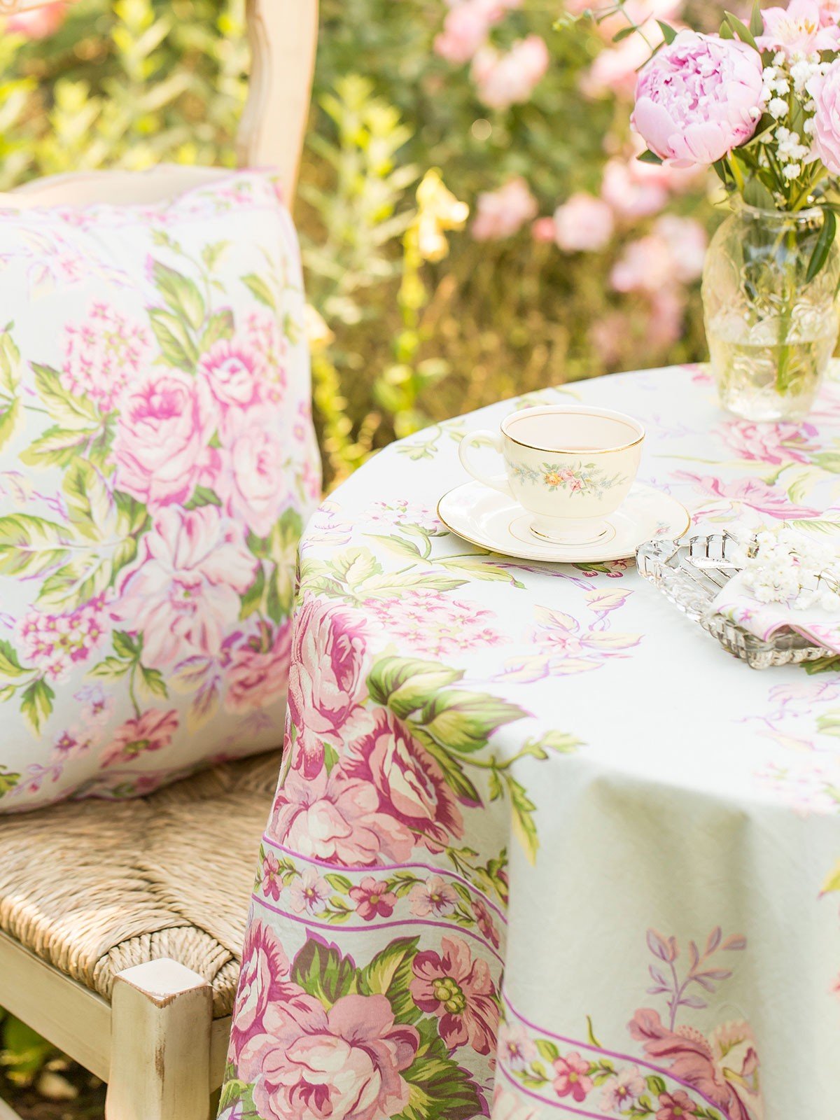 Strawberry Shortcake Tablecloth in Sage by April Cornell