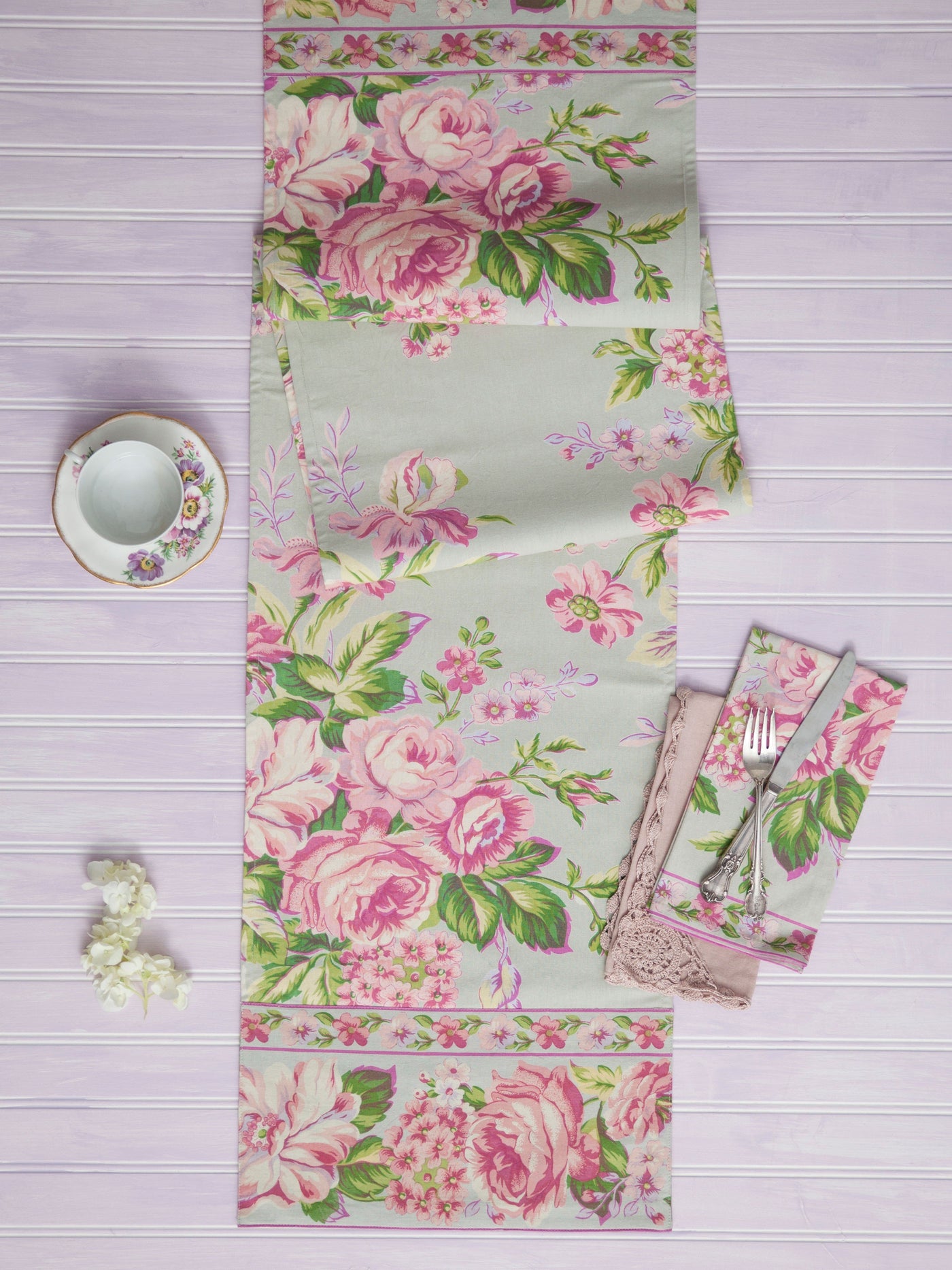 Strawberry Shortcake Runner in Sage by April Cornell