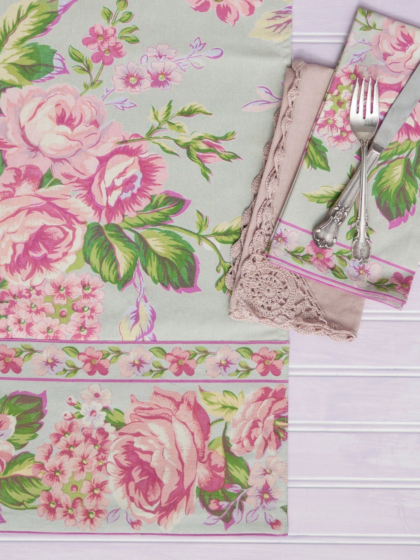 Strawberry Shortcake Runner in Sage by April Cornell