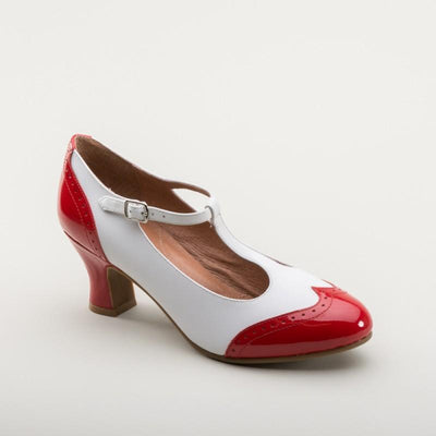 Gatsby Two-Tone Shoes in Red/White by Royal Vintage Shoes