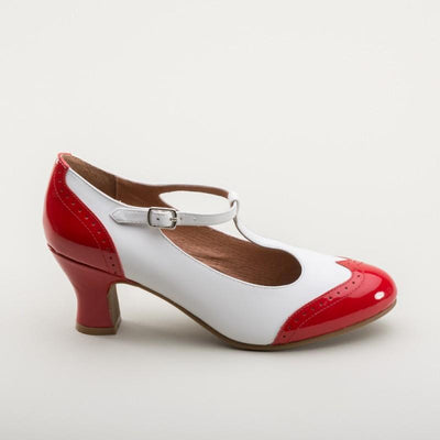 Gatsby Two-Tone Shoes in Red/White by Royal Vintage Shoes