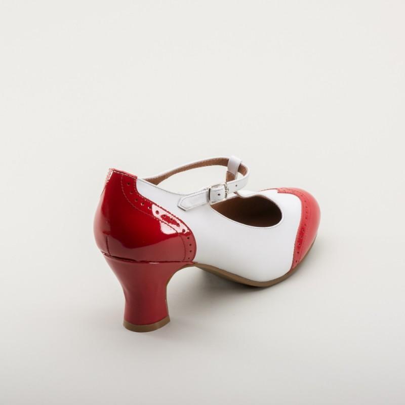 Gatsby Two-Tone Shoes in Red/White by Royal Vintage Shoes
