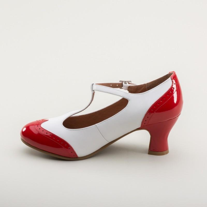 Gatsby Two-Tone Shoes in Red/White by Royal Vintage Shoes