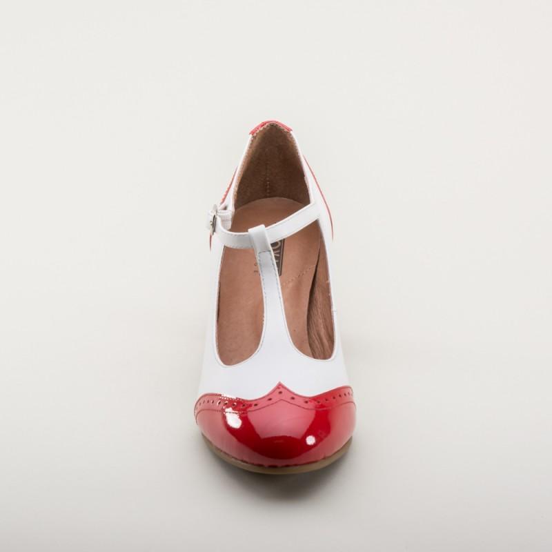 Gatsby Two-Tone Shoes in Red/White by Royal Vintage Shoes