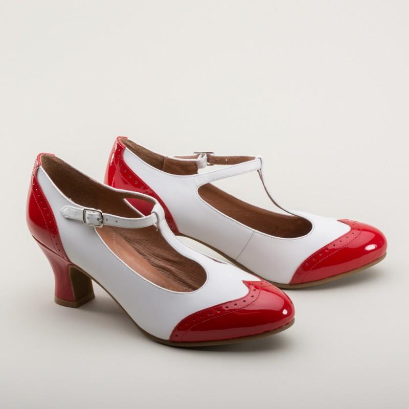 Gatsby Two-Tone Shoes in Red/White by Royal Vintage Shoes