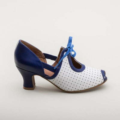 Ginger 1930s Sandals in Blue-White