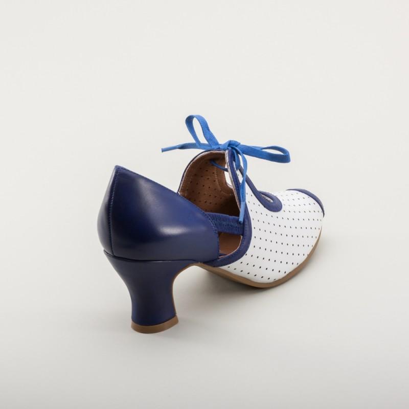 Ginger 1930s Sandals in Blue-White