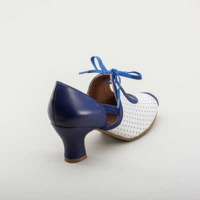 Ginger 1930s Sandals in Blue-White
