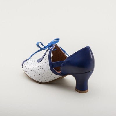 Ginger 1930s Sandals in Blue-White