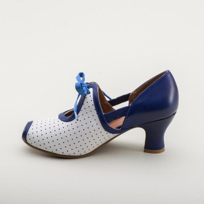 Ginger 1930s Sandals in Blue-White