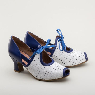Ginger 1930s Sandals in Blue-White