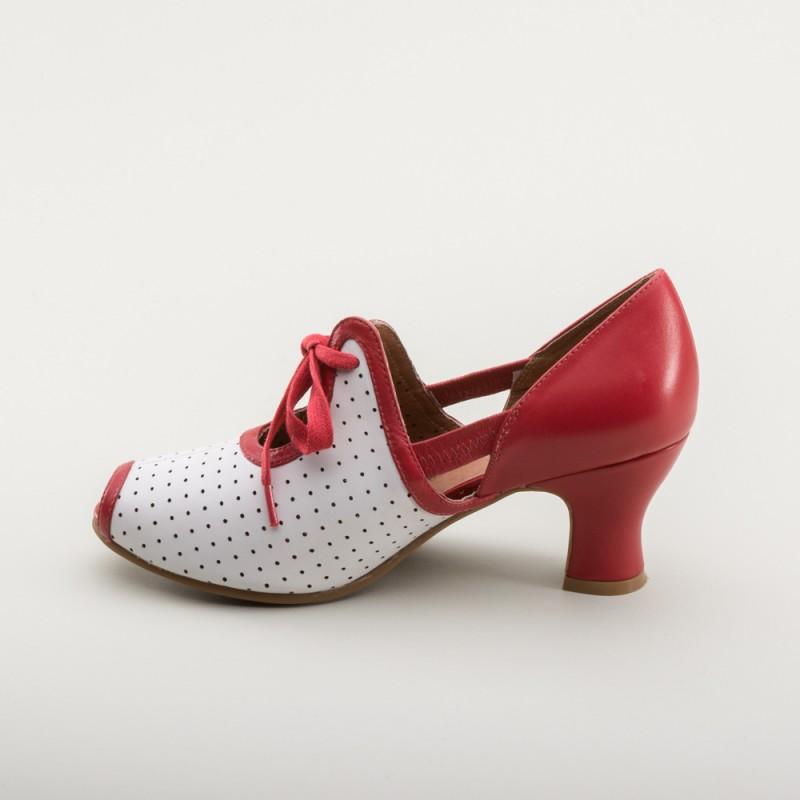Ginger 1930s Sandals in Red/White by Royal Vintage Shoes