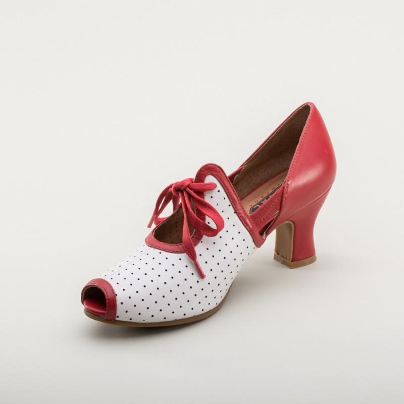 Ginger 1930s Sandals in Red/White by Royal Vintage Shoes
