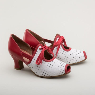Ginger 1930s Sandals in Red/White by Royal Vintage Shoes