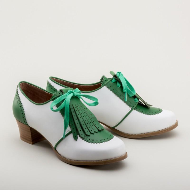 Hepburn 1940s Golf Shoes in Green-White - SOLD OUT