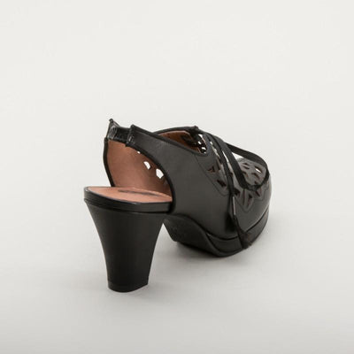 Rita 1940s Cutout Platform Slingbacks in Black by Royal Vintage Shoes