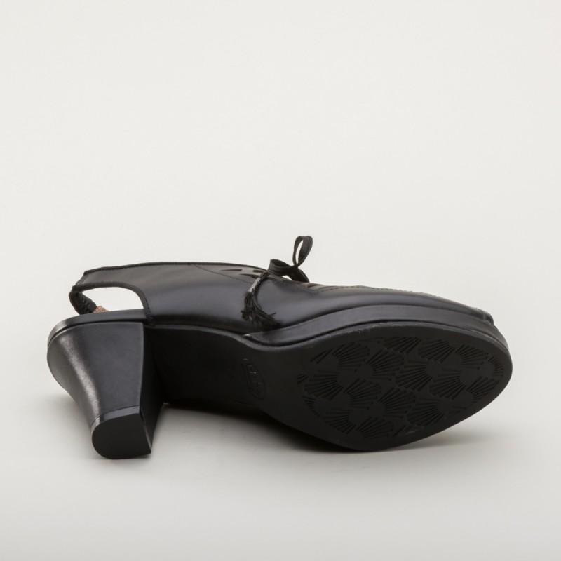 Rita 1940s Cutout Platform Slingbacks in Black by Royal Vintage Shoes