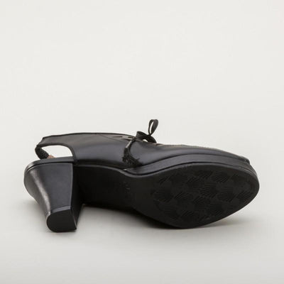 Rita 1940s Cutout Platform Slingbacks in Black by Royal Vintage Shoes