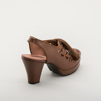Rita 1940s Cutout Platform Slingbacks in Brown by Royal Vintage Shoes