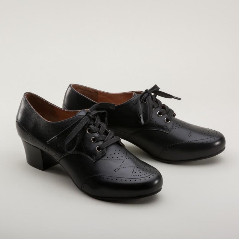 Claire 1940s Oxfords in Black by Royal Vintage Shoes
