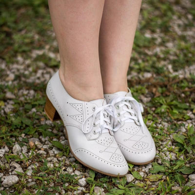 Claire 1940s Oxfords in White by Royal Vintage Shoes