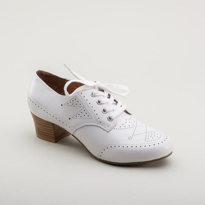Claire 1940s Oxfords in White by Royal Vintage Shoes