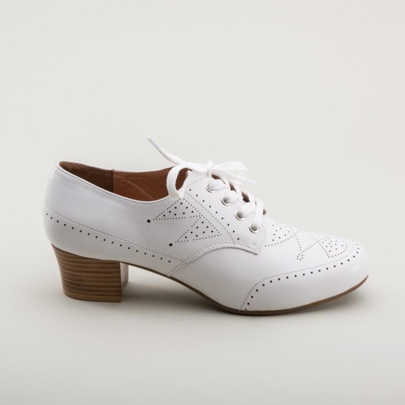 Claire 1940s Oxfords in White by Royal Vintage Shoes