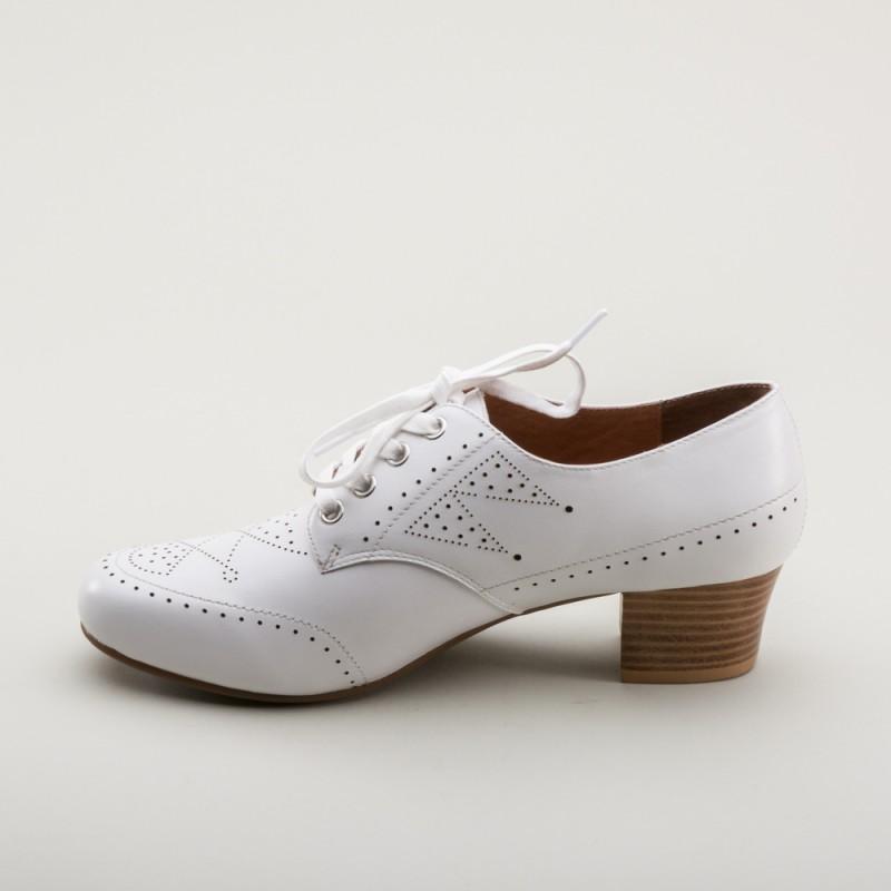 Claire 1940s Oxfords in White by Royal Vintage Shoes