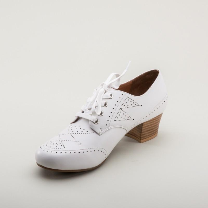 Claire 1940s Oxfords in White by Royal Vintage Shoes