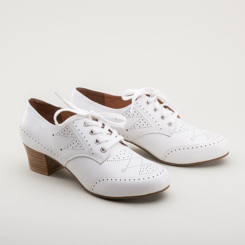 Claire 1940s Oxfords in White by Royal Vintage Shoes
