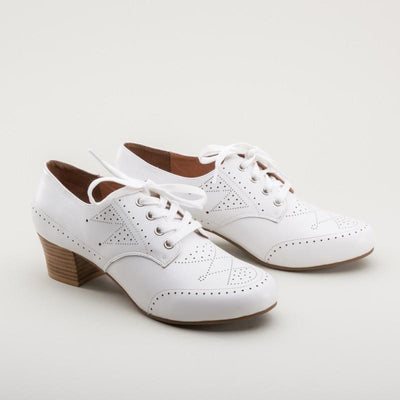 Claire 1940s Oxfords in White by Royal Vintage Shoes