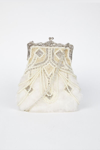 Gatsby Style Hand Beaded Purse in Ivory  -  SOLD OUT