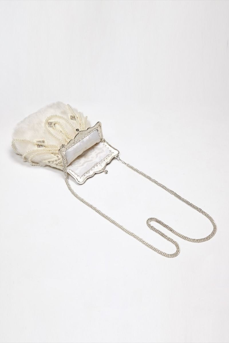 Gatsby Style Hand Beaded Purse in Ivory