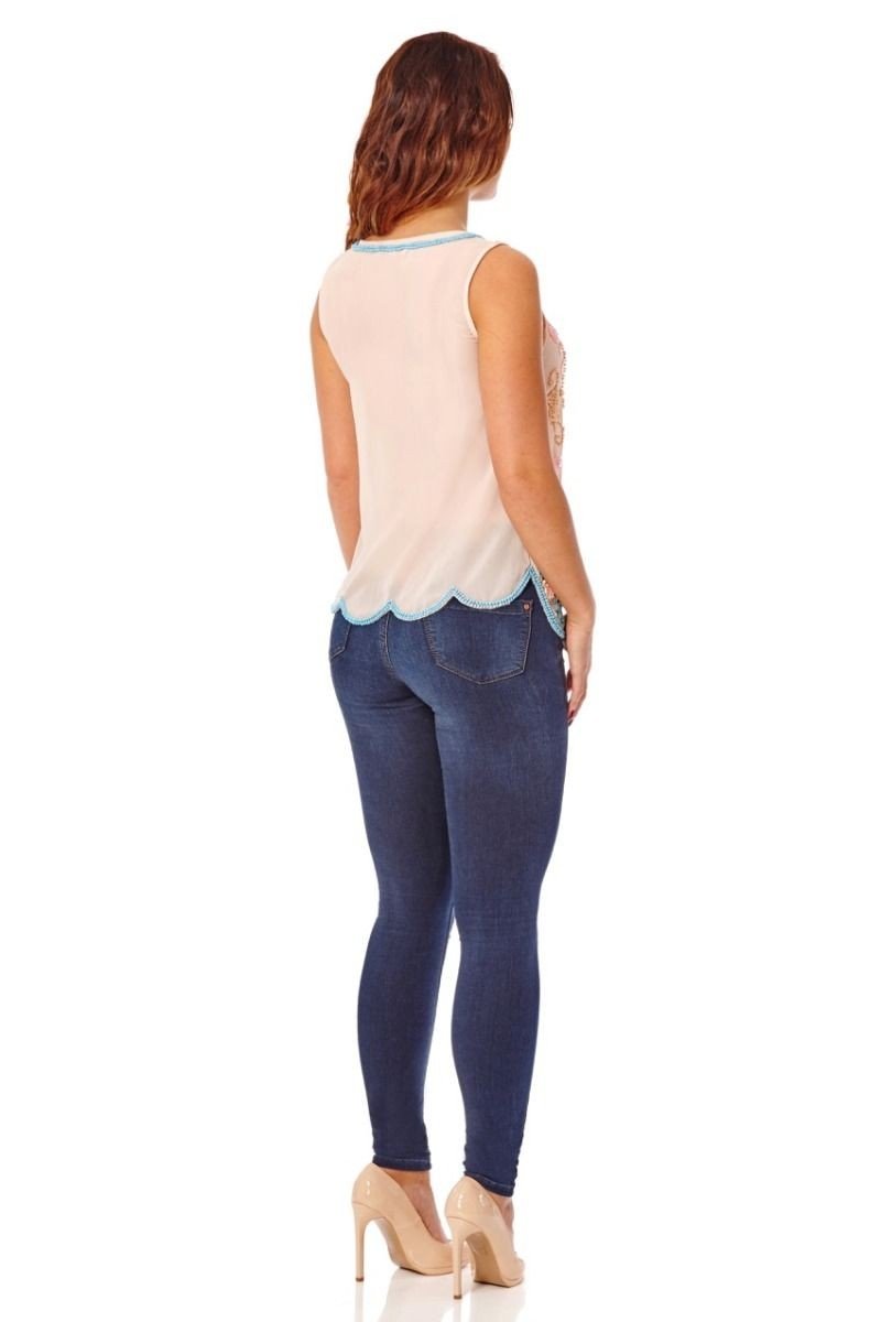 Vintage Inspired Embellished Top in Nude Blush
