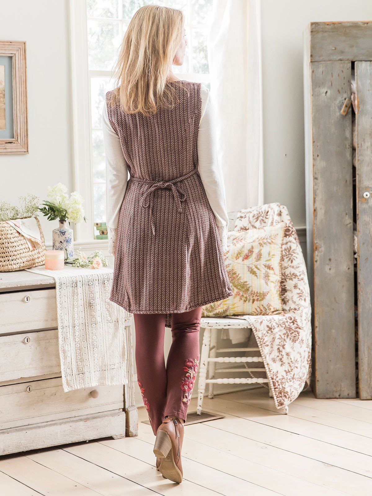 Dahlia Sweater Dress in Brown by April Cornell
