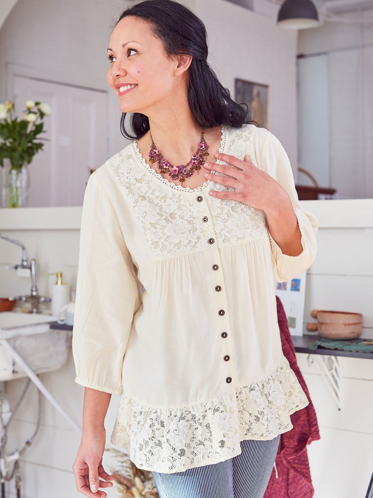 The Romany Blouse in Ecru by April Cornell